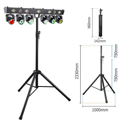 120W 6 Head Moving Head Light RGB Strobe Effect Stage Lighting DMX512 Sound Control For Party DJ Disco Show With Mobile stand