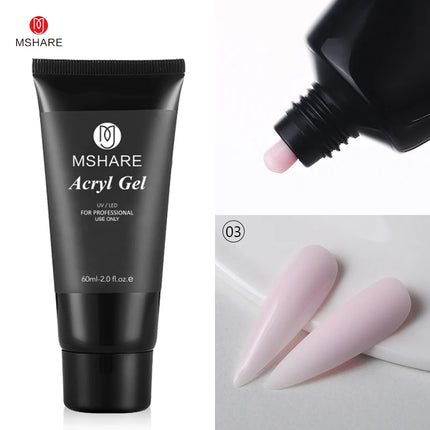 MSHARE Poly Nail Extension Gel TPO Hema Free Milky White Nails 60g Nail Extension Camouflage Quick Building Finger 60ml