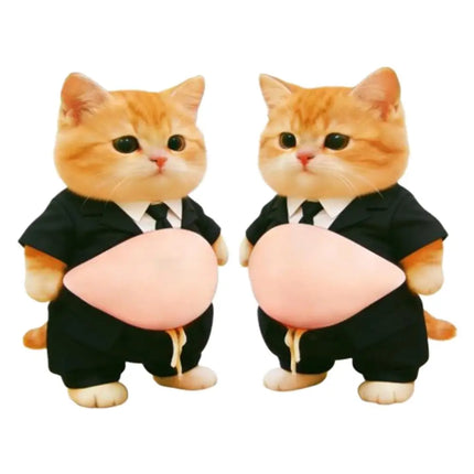 2-10Pcs 3D Shiba Inu Cat Belly Sticker - Cute Kitten wearing orange outfit with soft pink background, silicone self-adhesive
