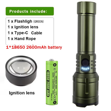 Flashlight Lighter & Power Bank Combo,Rechargeable,Zoomable Super Bright Beam,5 Modes Flashlight for Outdoor Camping Emergency