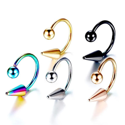 16G Cone Septum Ring Stainless Steel Horseshoe Nose Piercing Spike Lip Rings Black Color Tragus Helix Earring Body Jewelry