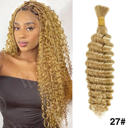 Pre-Colored Deep Wave Bulk Braiding Human Hair No Weft Remy Bulk Human Hair 14-28" Boho Curly Bulk Hair Extension Crochet Braids