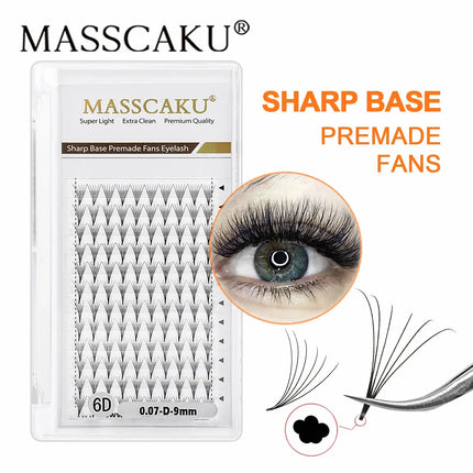 MASSCAKU Sharp Base 6D 8D 10D 12D 20D Nature Soft Faux Mink Individual Eyelashes Premade Volume Fans Lash Extension Supplies
