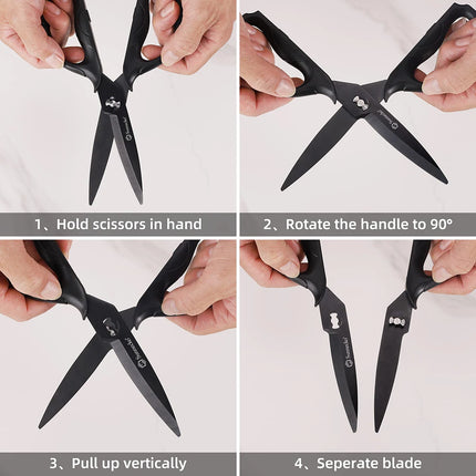 Sunnecko Heavy Duty Professional Kitchen Scissors Multipurpose Cutting Tool Black Titanium Plated Shears Detachable Blades