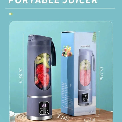Portable Cordless USB Rechargeable Electric Juicer Cup Blender with Digital Display for Fruit Milkshake Making Home Outdoor Use