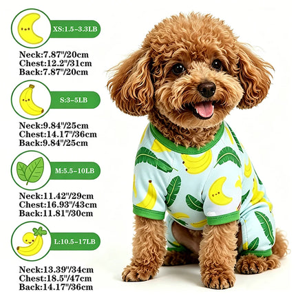 Dogs Pajamas Cute Banana Leaf for Small Dogs Soft Material Stretchable four-legged pet jumpsuit Indoor Pet Loungewear