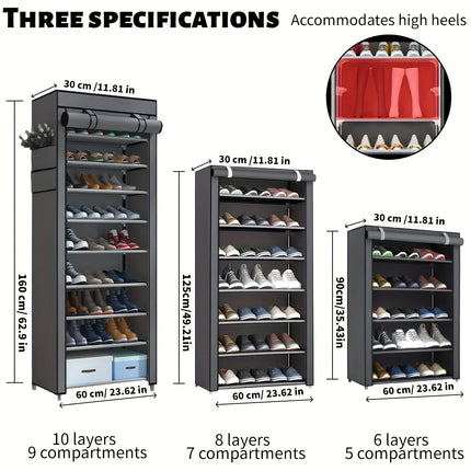 6-10 Tier Multi-Layer Shoe Cabinet with Dust-Proof Rolling Shutter Door, Easy to Assemble, Space-Saving Home Storage Cabinet, Suitable for Entryways, Hallways, Bedrooms, Living Rooms, Homes, Dormitories, Etc./Modern Decorativ