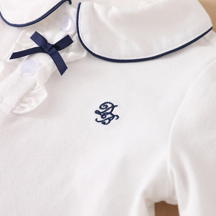 Girls Shirt 2025 New Children's Baby Cute Long-sleeved Top Young Girls Cotton Embroidery Shirt