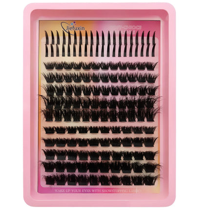 12 Rows Mixed 2 Spikes & 10 Volume 3D Faux Mink Lash Clusters DIY Extensions Kit for Eyelash Enhancements