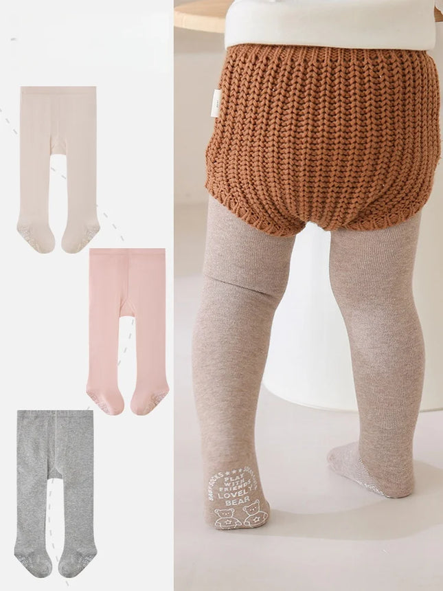 2026 New Spring Autumn 0 - 6Y Baby Girls Tights Solid Color Anti - Slip Sock Bottom Wide Crotch Seamless Leggings