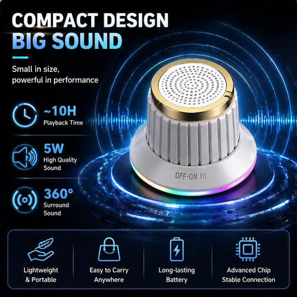 Portable Bluetooth Speaker Wireless Magnetic Knob Speakers TWS Mini Audio Player With Colorful LED Light Stereo Surround Sound