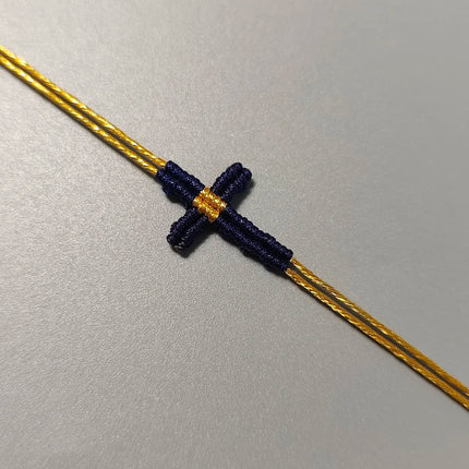 Hand-Woven Macrame Cross Bracelet Adjustable Bohemian Style Jewelry for Women Girls