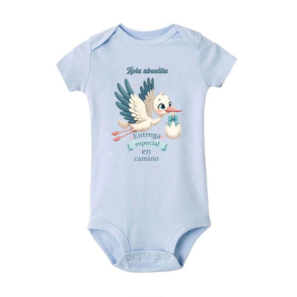 Hello Grandma Special Delivery on The Way Print Baby Romper Pregnancy Announcement Infant Jumpsuit Newborn Short Sleeve Bodysuit