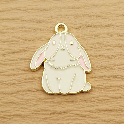 10pcs Cute Cat Rabbit Snake Sheep Charm Jewelry Accessories Enamel Necklace Earring Pendant Diy Making Alloy Metal Gold Plated