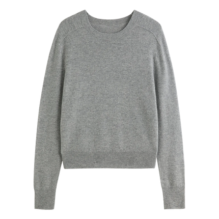 FSLE 100% Wool Seamless One-piece Knit Shirt Sweater For Women Autumn Winter New Design Wool Crew Neck Versatile Casual Sweater