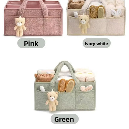 Large Capacity Plush Diaper Storage Bag Handheld Travel Essential Mommy Bag Baby Supplies