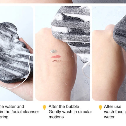 Clearance_Brainbow Face Washing Sponge Konjac Wash Face Puff Large Foaming Deep Cleansing Horny Belt Lanyard Makeup Cleansing Pu