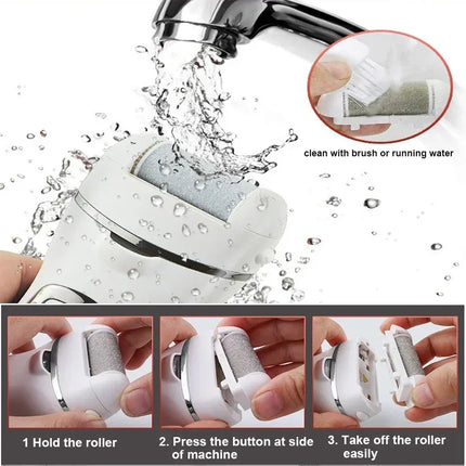 3 Pcs Black Foot Care Tool Heads Hard Skin Remover Refill Replacement Rollers for Cracked Heels Calluses & Dead Skin