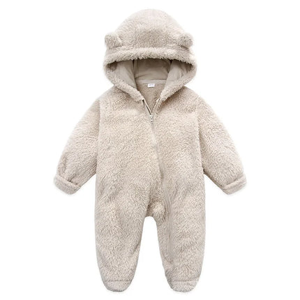 Pudcoco Infant Baby Jumpsuit Long Sleeve Hooded Zipper Closure Winter Romper Clothes for Boys Girls 0-12M