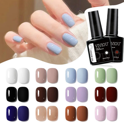 VIVIOU 12Solid Color Nail Polish Phototherapy Glue Set Professional Nail Shop Special Kit Nail Art Semi Permanent UV LED Gel Kit