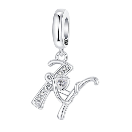 925 Sterling Silver  A-Z 26 English Letters Retro Fashion Pendant Fit Original Bracelet Charm Beads Necklace Diy Female Jewelry