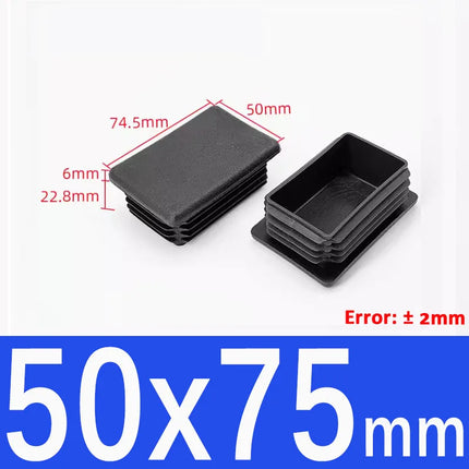 Black Plastic Square Oblong Pipe Plug 13x13mm~100x100mm Insert Table Chair Furniture Foot Cover Anti Slip Blanking End Cap