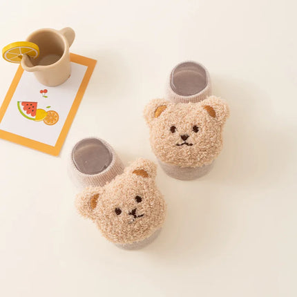 Cute Cartoon Bear Baby Socks for Boys Girls Spring Autumn Soft Cotton Anti Slip Soled Newborn Toddler Sock Kids Warm Socken
