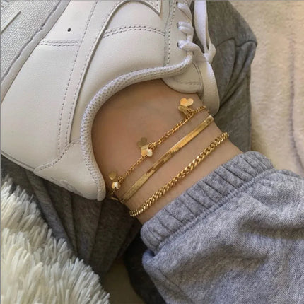 YOBEST Gold Color Chain Anklet For Women Summer Beach Foot Jewelry On The Leg Minimalist Anklets Female