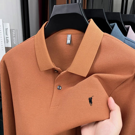 2025 New 100% Cotton High-end Brand Men's Long-sleeved Polo Shirt Autumn Fashion New Luxury Original Embroidery Top Golf T-shirt