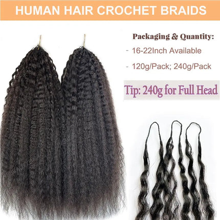 Kinky Straight Crochet Hair Pre-Looped Human Hair Boho Braids & Twists Buttery Soft Lightweight Feather Texture Hair Extensions