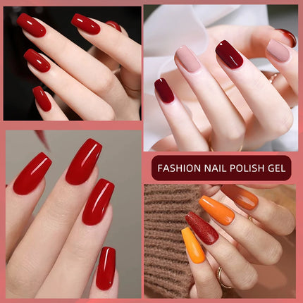 Faandin 7ml 1 Bottle, Solid Color Gel Nail Polish, Selected Red Nail Polish Gel, Uv Lamp Quick-Drying, Alcohol-Free, Full Color, Not Easy to Fade, High Saturation Color, Easy to Use, Can Be Used at Home, Essential Item for Fa