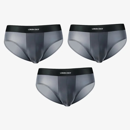 3pcs Ice Silk Men's Underwear Seamless Ultra-Thin Double-Layer Crotch Breathable Men's Briefs Mid-Waist Sexy & Light