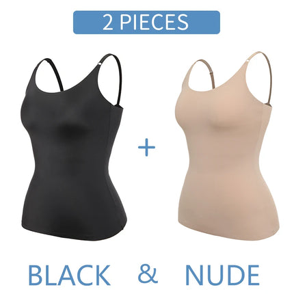 Women Sexy Shapewear Top Tummy Control Smooth Body Shaper Camisole Tank Top Slimming Belly Compression Vest 2PCS 2025 Summer