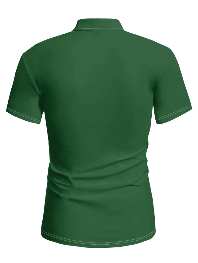 3D Digital Printed Clover Green Retro Men's Classic Lapel Casual Comfortable Sports Quick Drying Short Sleeved Polo T-shirt
