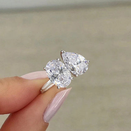 925 Sterling Silver Simple Classic Zircon Pear Shaped Oval Ring For Women Engagement Wedding Luxury High Quality Fine Jewelry