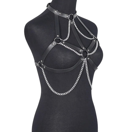 Women Fashion Chain Belt Leather Waist Belt Chest Harness Belt Corset Bondage Lingerie Punk Gothic Clothing Exotic Accessories