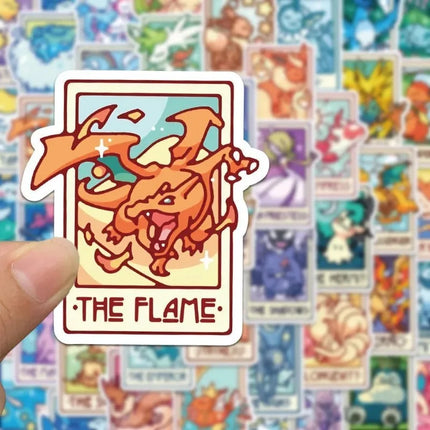 60pcs Pokemon Tarot Card Stickers Decals Cute Dragonite The Messenger Stickers for Laptop Luggage Decor Kids Toys