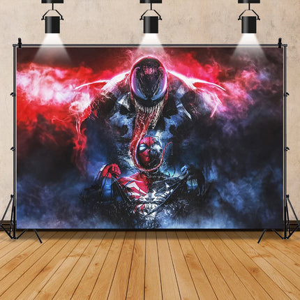 Marvel Movie Venom Backdrop Banner Superhero Custom Name Photo Background Spider-Man Kids Boy Birthday Party Decor Photo Props