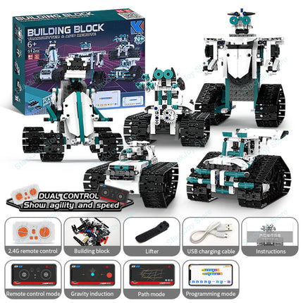 5-in-1 Series Technical Transformer Intelligent Robot Building Block With Remote Control APP Programmable STEM Toy For Kid Adult