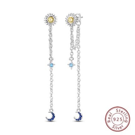 Real 925 Sterling Silver Star Earrings For Women Sparkling Zircon Ear Studs Luxury Fine Engagement Wedding Jewelry Gift For Girl