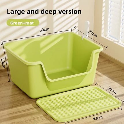 Cat Litter Box, Giant Anti-Splash Semi-Enclosed Cat Toilet, Giant Pet Litter Pan for Indoor Cats