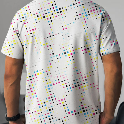 Printed Design – Not Textured Men's Short Sleeve Polo Fashion Golf Multicolor Dot Abstract Style Summer Graffiti Print Clothing