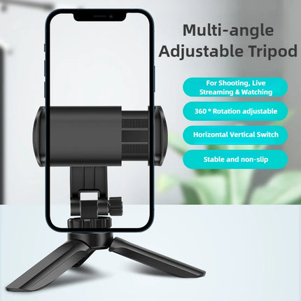 Adjustable Phone Tripod Stand Portable Foldable Desktop Holder 360 Rotatable Selfie Stick Live Streaming Stabilizer Compact