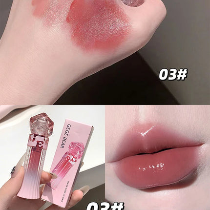 Gege Bear Water Light Lip Llaze Set Mirror Lipstick Lip Gloss, Hydrating Moisturizing, Long Lasting, Gift for Lover