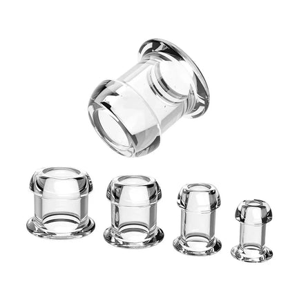 Transparent Hollow Anal Plug Set with Lids Leak-Proof Design Discreet Wear Anal Dilator Kit for Exploration Sex Toys