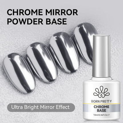 BORN PRETTY 10ml Chrome-Base Gel Polish Metallic Glitter Nail Power Super Shine Soak Off UV LED Functional Gel DIY Nails Art