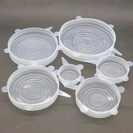 6Pcs Silicone Fresh-keeping Cover Reusable Stretch Canning Lids Refrigerator Microwave Airtight Plastic Wrap Kitchen Accessories