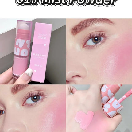 SHAQINUO Double-ended Liquid Blush with Dizzy Dye Brush, Natural, Complexion-enhancing, Low-saturation, Matte Blush Liquid