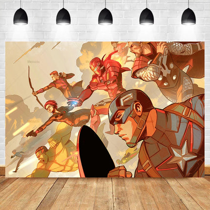 Marvel Superhero Backdrops Custom Banner Avengers Theme Party Kids Birthday Photography Poster Studio Wall Decoration Background