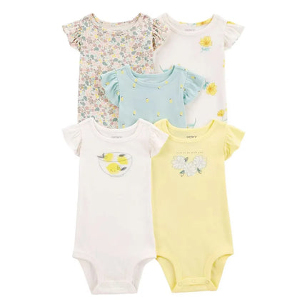 5pcs/set Cotton Soft Comfortable Baby Bodysuits Short Sleeve One-Pieces for Newborn Infant Summer Bebe Clothes Baby Shower Gifts